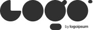 Black geometric shapes form the word Logo in a minimalist style. Below, smaller text reads by logoipsum on a light background.