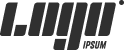 Black stylized text reads LOGO in large bold letters and IPSUM in smaller letters beneath it on the right, all on a white background.